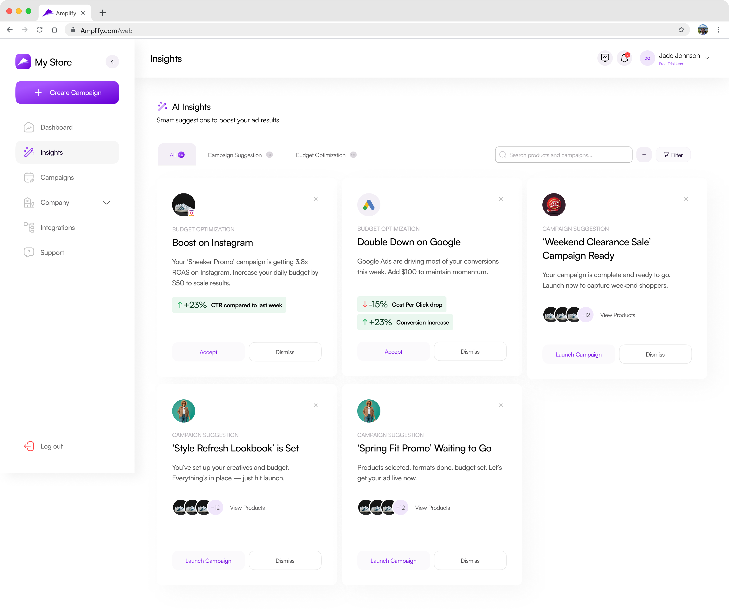Step 3: Optimize with AI insights - Detailed view of how to optimize with ai insights with Amplify